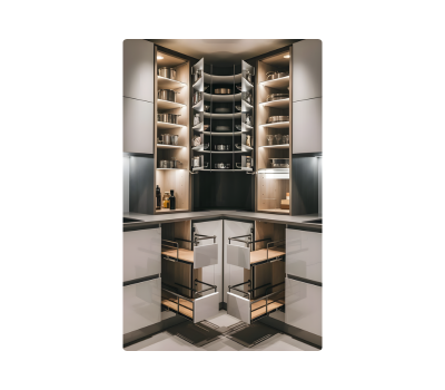 Corner carousel units