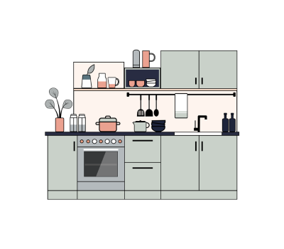 •Compact Space-Saving Kitchens